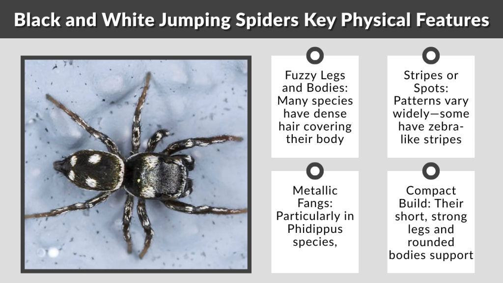 Black and White Jumping Spiders Key Physical Features