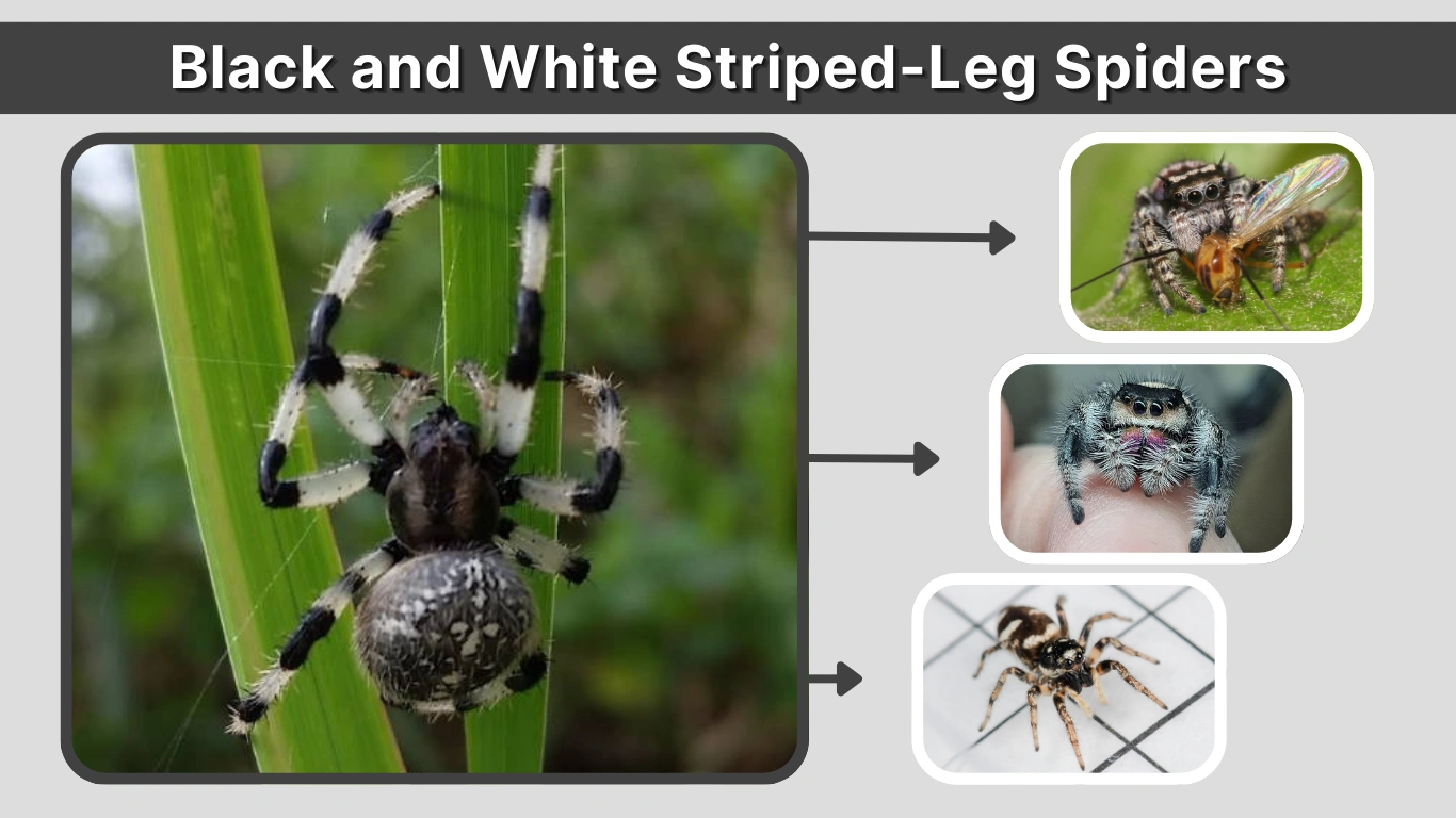 Black and White Striped-Leg Spiders Identification, Types & Guide