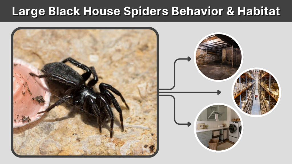 Large Black House Spiders Behavior & Habitat
