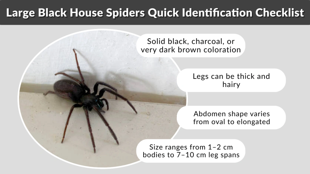 Large Black House Spiders Quick Identification Checklist