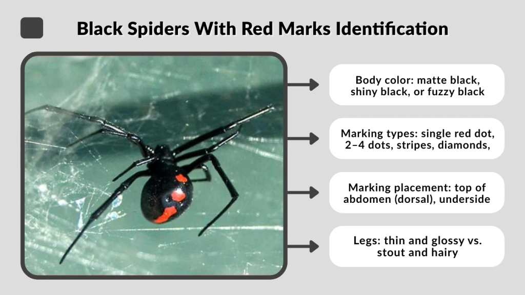Black Spiders With Red Marks Identification