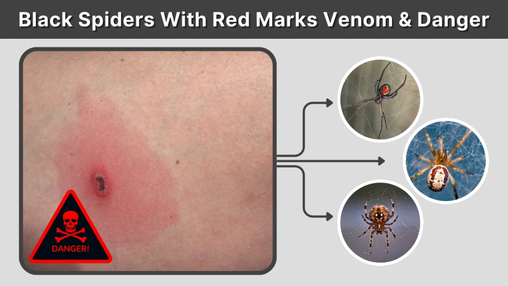 Black Spiders With Red Marks Venom & Danger