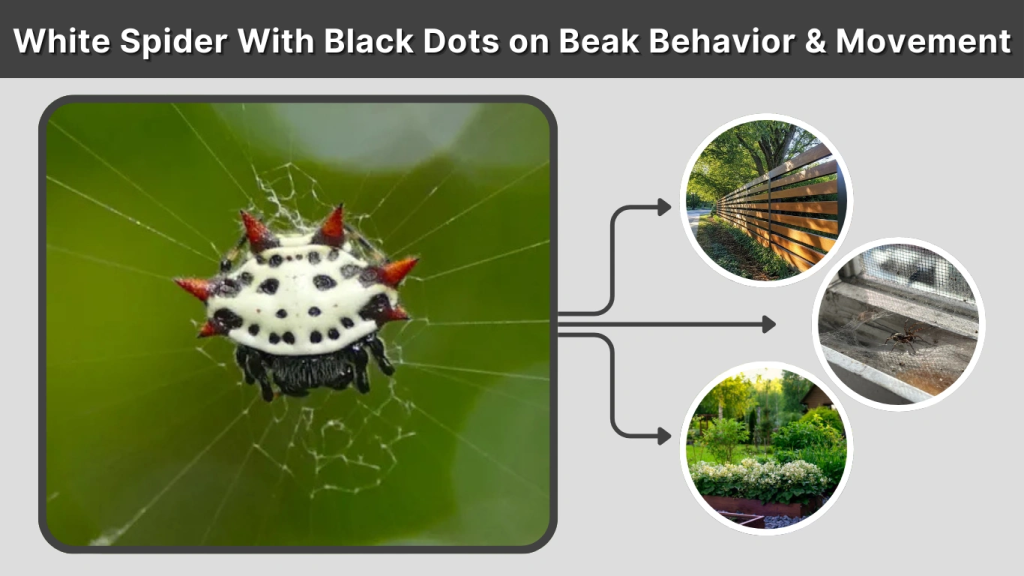 White Spider With Black Dots on Beak Behavior & Movement