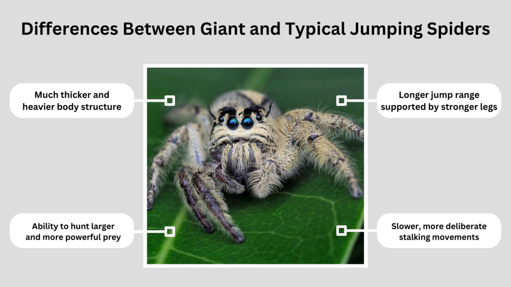 Differences Between Giant and Typical Jumping Spiders