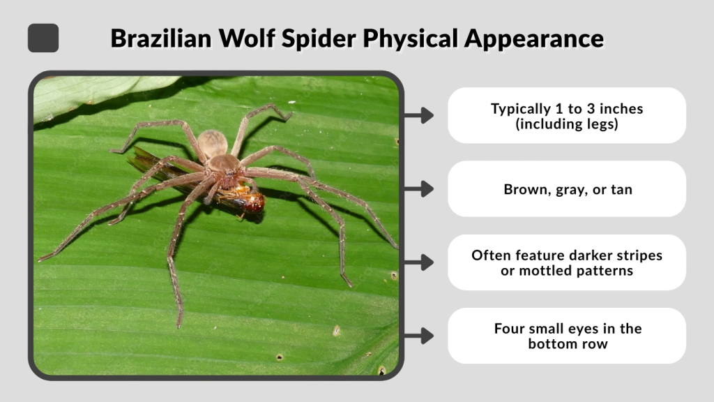 Brazilian Wolf Spider Physical Appearance