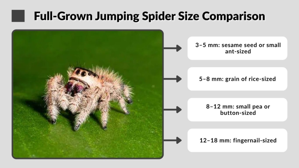 Full-Grown Jumping Spider Size Comparison