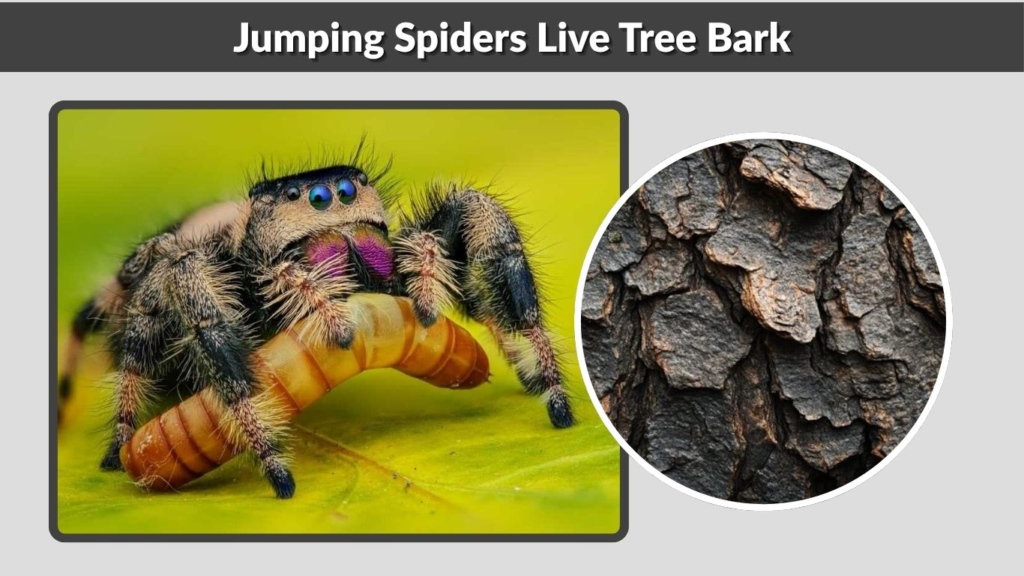 Jumping Spiders Live Tree Bark
