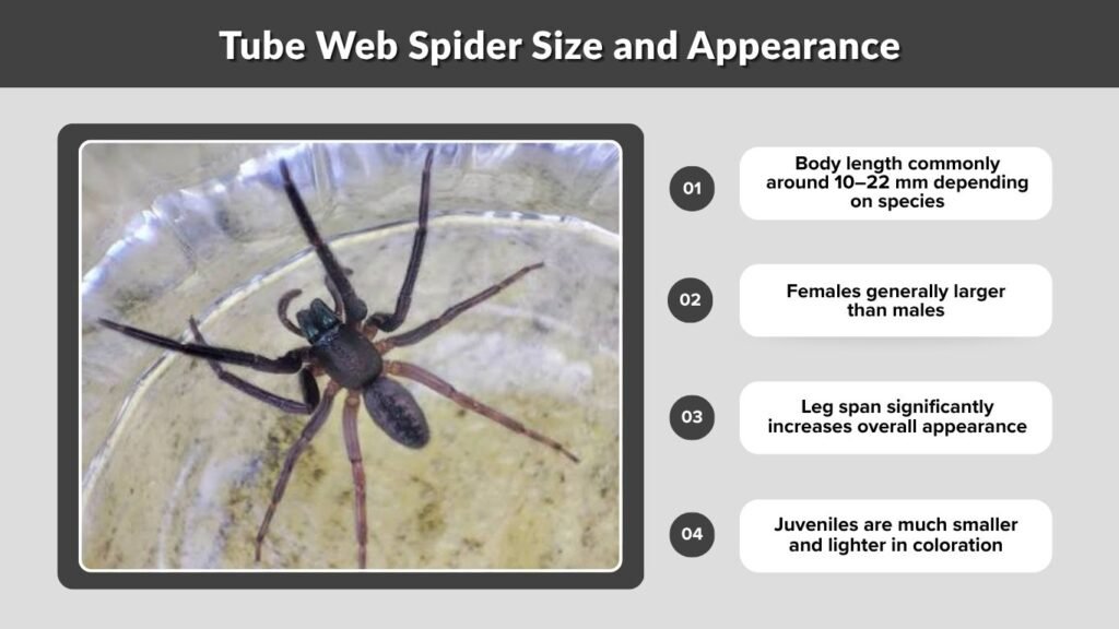 Tube Web Spider Size and Appearance