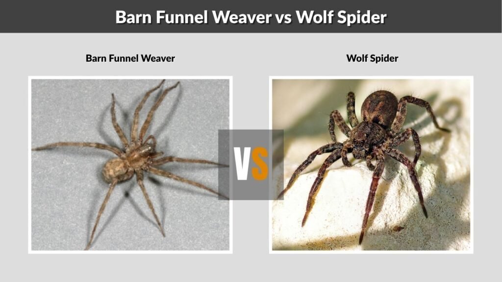 Barn Funnel Weaver vs Wolf Spider