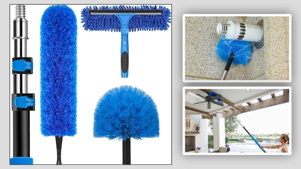 Extension Pole Squeegee & Scrubber Cleaning Kit