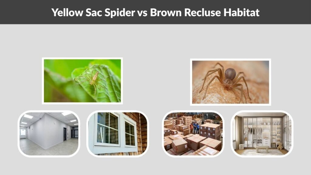 Yellow Sac Spider vs Brown Recluse Habitat