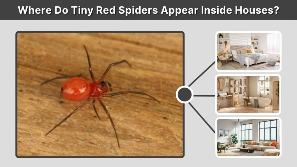 Where Do Tiny Red Spiders Appear Inside Houses?
